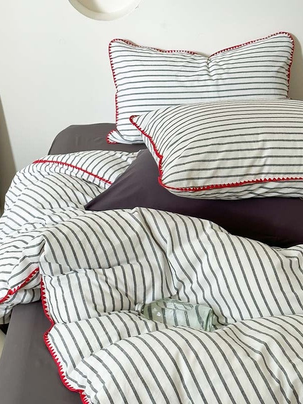 Coastal Stripe Washed Cotton Duvet Cover Set original reference image 11