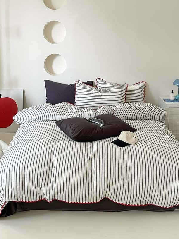 Coastal Stripe Washed Cotton Duvet Cover Set original reference image 12