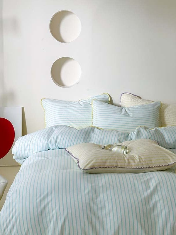 Coastal Stripe Washed Cotton Duvet Cover Set original reference image 13