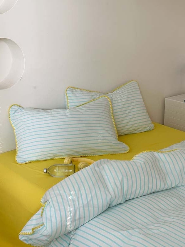 Coastal Stripe Washed Cotton Duvet Cover Set original reference image 15