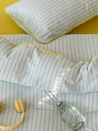 Coastal Stripe Washed Cotton Duvet Cover Set original reference image 16