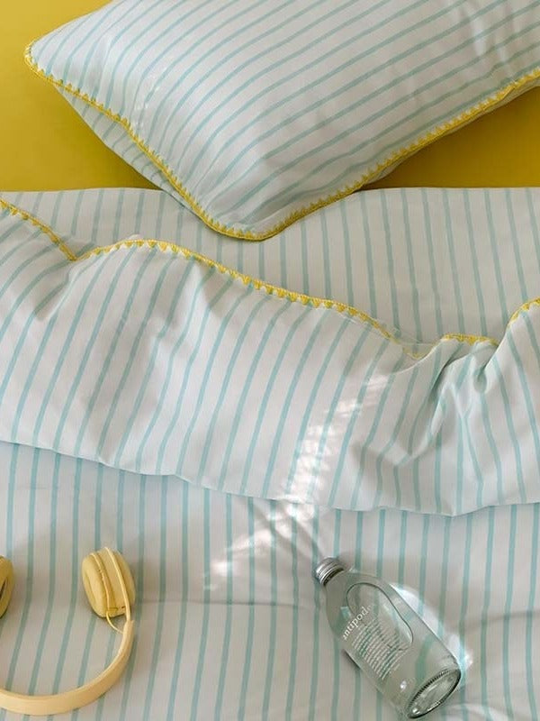 Coastal Stripe Washed Cotton Duvet Cover Set original reference image 16