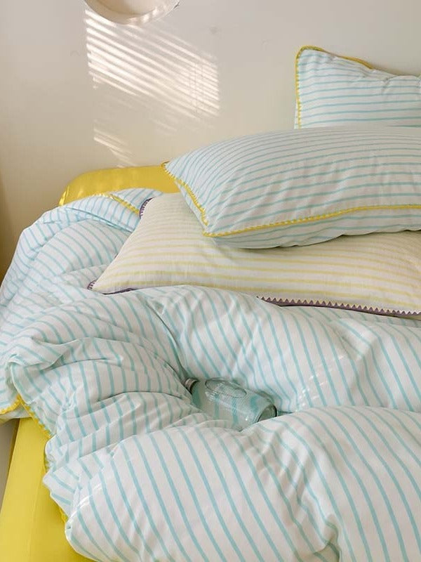 Coastal Stripe Washed Cotton Duvet Cover Set original reference image 17