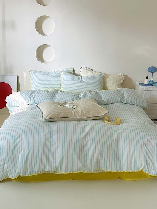 Coastal Stripe Washed Cotton Duvet Cover Set original reference image 18