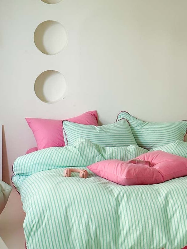 Coastal Stripe Washed Cotton Duvet Cover Set original reference image 19