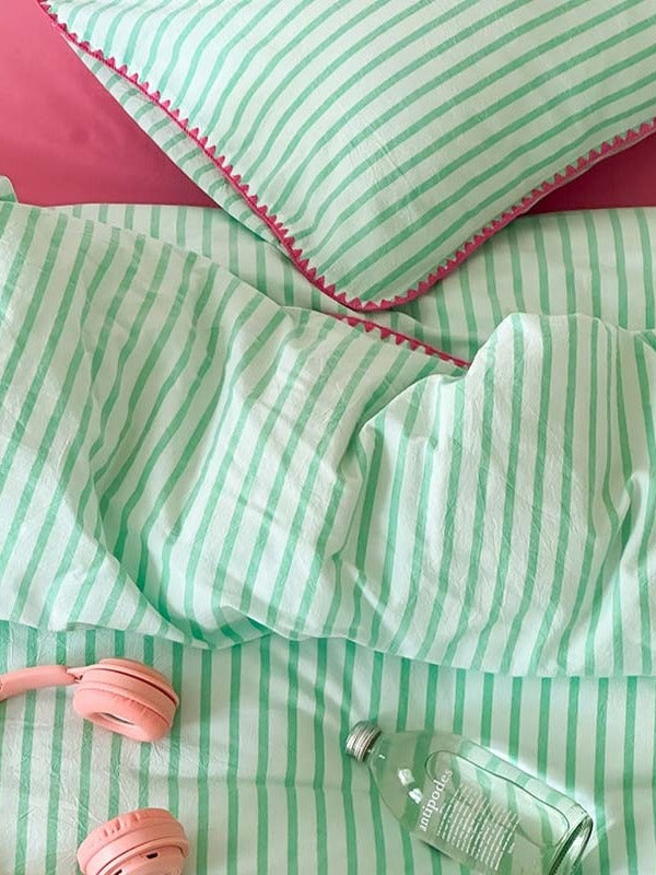 Coastal Stripe Washed Cotton Duvet Cover Set original reference image 22