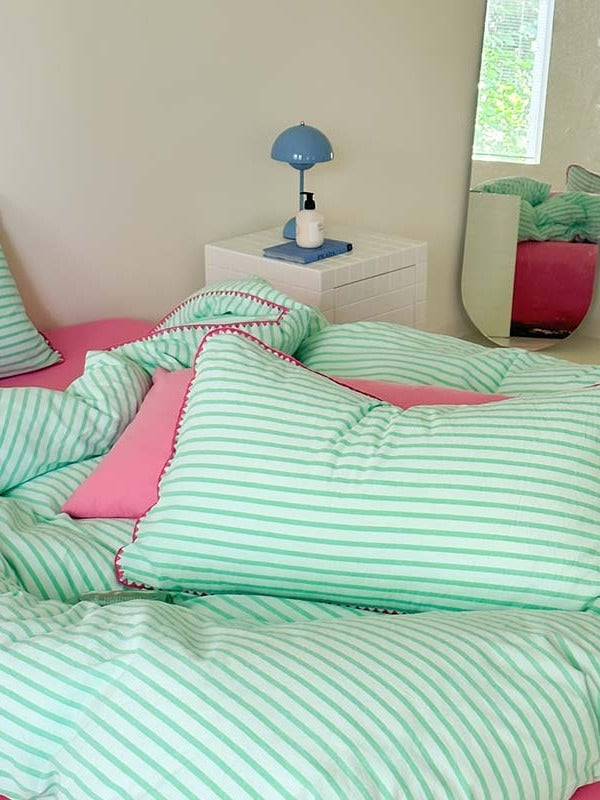Coastal Stripe Washed Cotton Duvet Cover Set original reference image 23