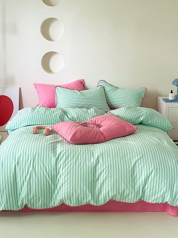 Coastal Stripe Washed Cotton Duvet Cover Set original reference image 24