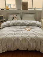 Colorblock Stitch Washed Cotton Duvet Cover original reference image 7