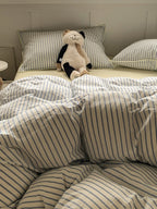 Colorblock Stitch Washed Cotton Duvet Cover original reference image 10