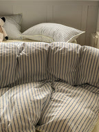 Colorblock Stitch Washed Cotton Duvet Cover original reference image 11