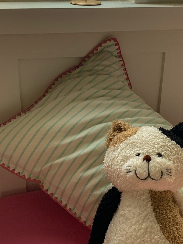 Colorblock Stitch Washed Cotton Duvet Cover original reference image 15