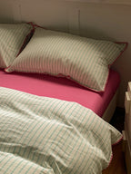 Colorblock Stitch Washed Cotton Duvet Cover original reference image 16