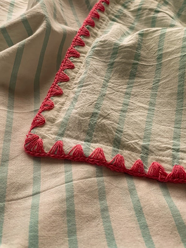 Colorblock Stitch Washed Cotton Duvet Cover original reference image 17