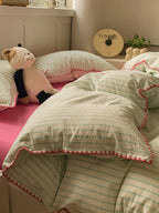 Colorblock Stitch Washed Cotton Duvet Cover original reference image 18