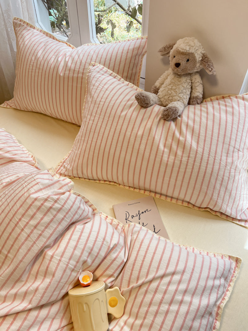 Colorblock Stitch Washed Cotton Duvet Cover original reference image 19