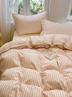 Colorblock Stitch Washed Cotton Duvet Cover original reference image 21