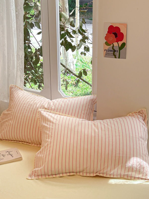 Colorblock Stitch Washed Cotton Duvet Cover original reference image 23