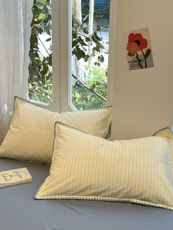 Colorblock Stitch Washed Cotton Duvet Cover original reference image 26