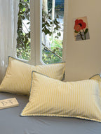 Colorblock Stitch Washed Cotton Duvet Cover original reference image 26