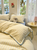 Colorblock Stitch Washed Cotton Duvet Cover original reference image 28