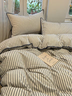 Colorblock Stitch Washed Cotton Duvet Cover original reference image 34