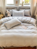 Colorblock Stitch Washed Cotton Duvet Cover original reference image 37