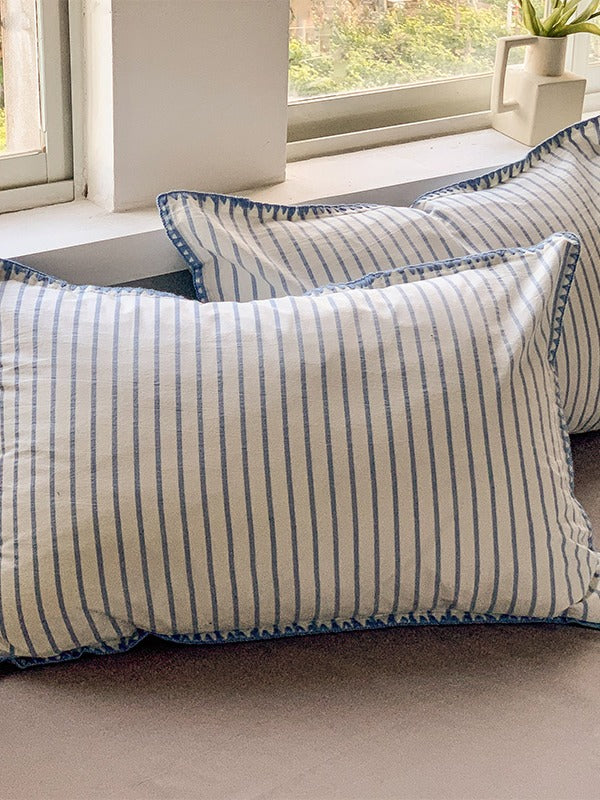 Colorblock Stitch Washed Cotton Duvet Cover original reference image 40