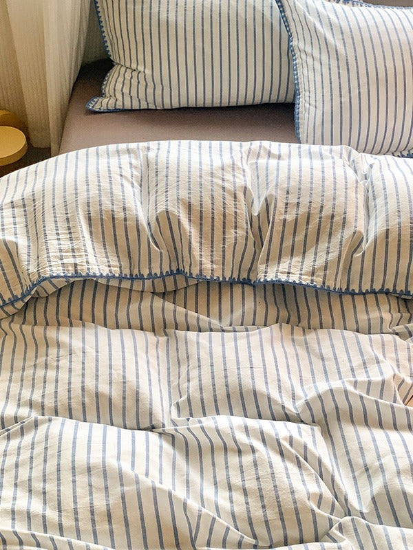 Colorblock Stitch Washed Cotton Duvet Cover original reference image 41