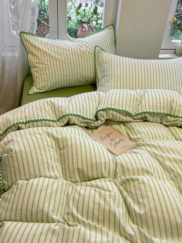 Colorblock Stitch Washed Cotton Duvet Cover original reference image 45