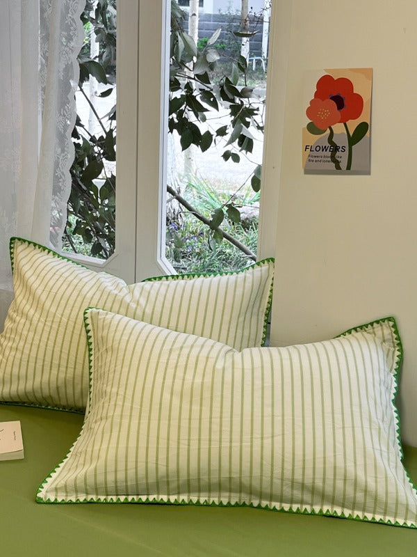 Colorblock Stitch Washed Cotton Duvet Cover original reference image 47