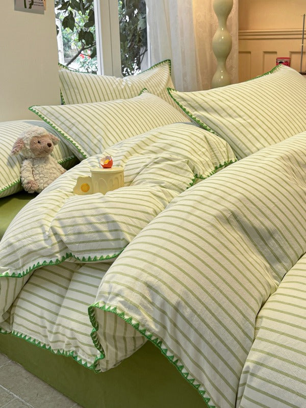 Colorblock Stitch Washed Cotton Duvet Cover original reference image 48