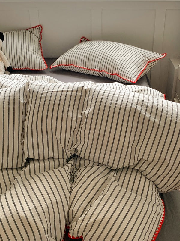 Colorblock Stitch Washed Cotton Duvet Cover original reference image 51