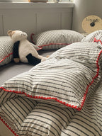 Colorblock Stitch Washed Cotton Duvet Cover original reference image 54