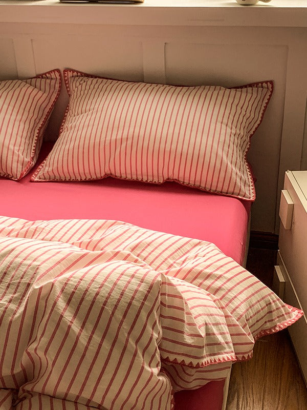 Colorblock Stitch Washed Cotton Duvet Cover original reference image 56