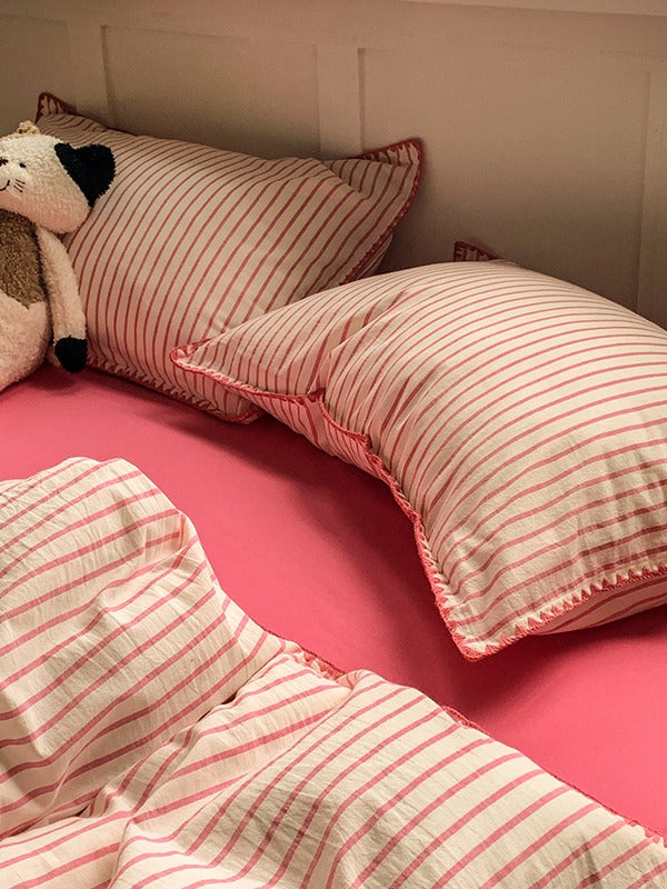 Colorblock Stitch Washed Cotton Duvet Cover original reference image 57