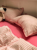 Colorblock Stitch Washed Cotton Duvet Cover original reference image 57