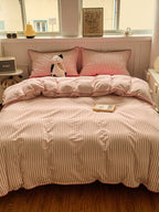 Colorblock Stitch Washed Cotton Duvet Cover original reference image 59