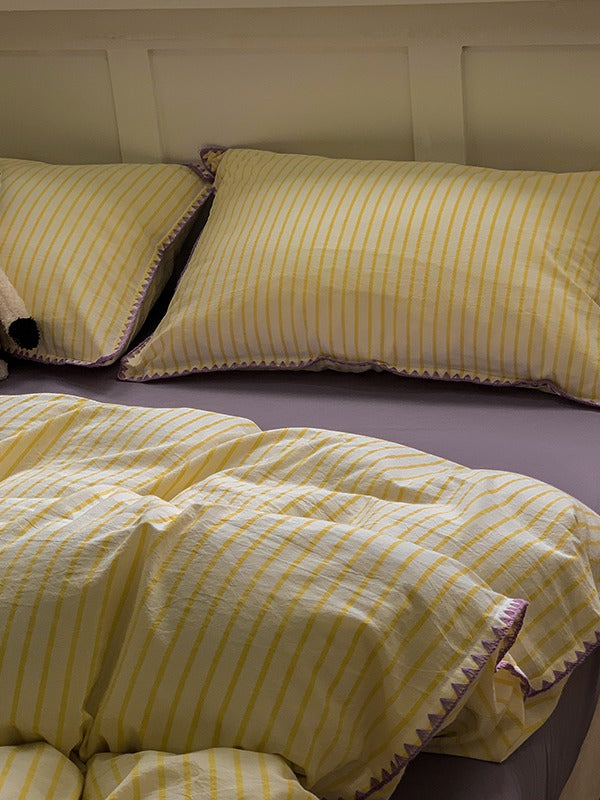 Colorblock Stitch Washed Cotton Duvet Cover original reference image 62