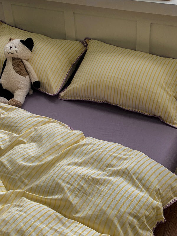 Colorblock Stitch Washed Cotton Duvet Cover original reference image 64