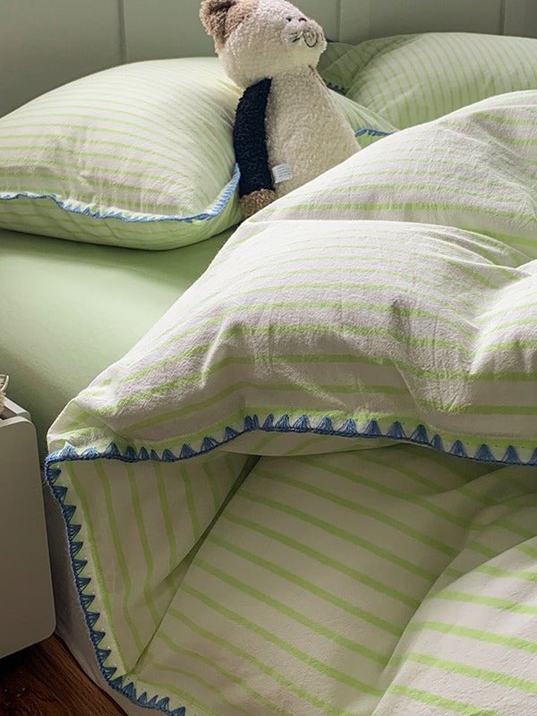 Colorblock Stitch Washed Cotton Duvet Cover original reference image 67