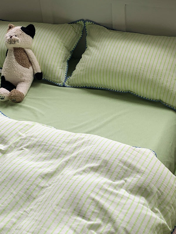 Colorblock Stitch Washed Cotton Duvet Cover original reference image 68