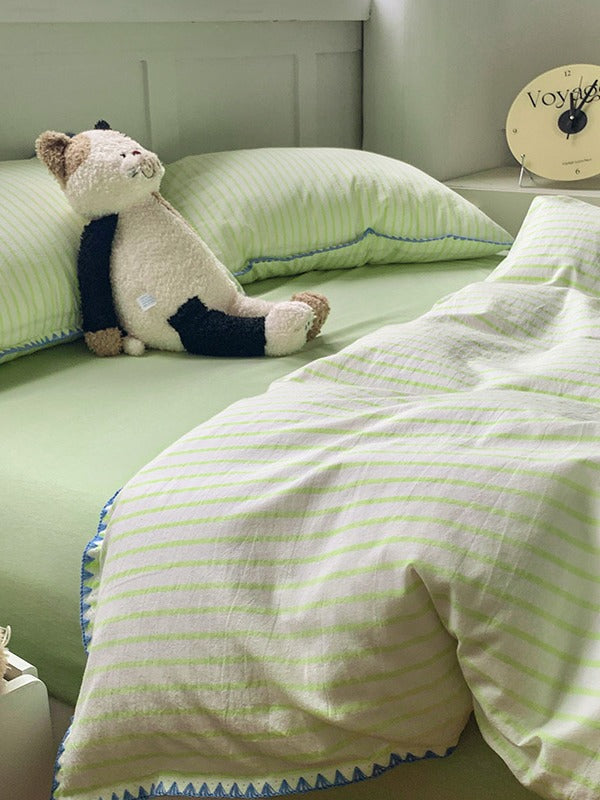 Colorblock Stitch Washed Cotton Duvet Cover original reference image 69