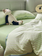 Colorblock Stitch Washed Cotton Duvet Cover original reference image 69