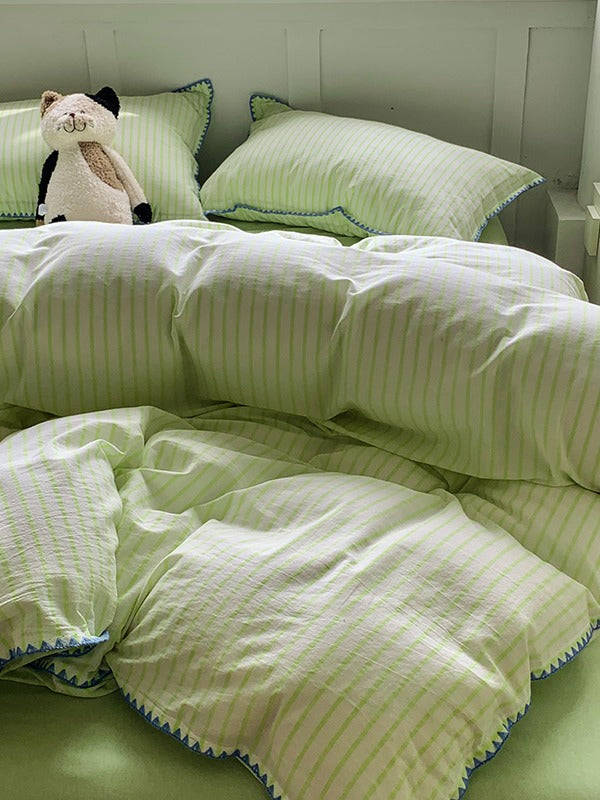 Colorblock Stitch Washed Cotton Duvet Cover original reference image 71
