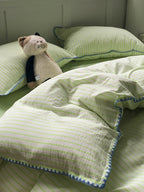 Colorblock Stitch Washed Cotton Duvet Cover original reference image 72