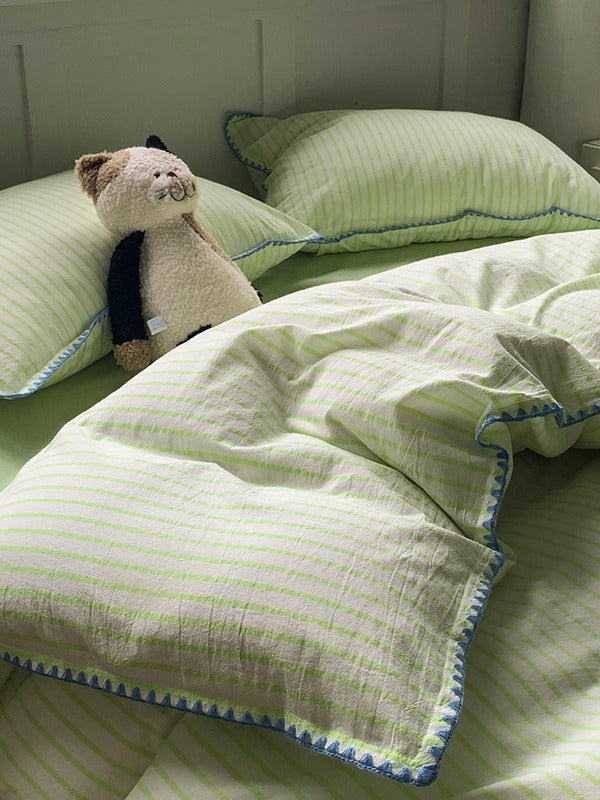Colorblock Stitch Washed Cotton Duvet Cover original reference image 72