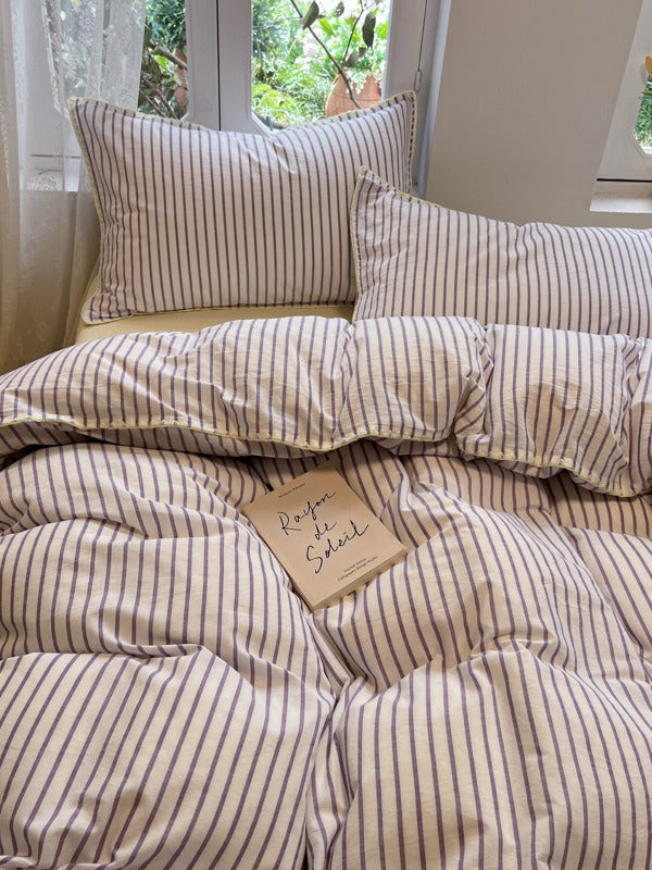 Colorblock Stitch Washed Cotton Duvet Cover original reference image 73