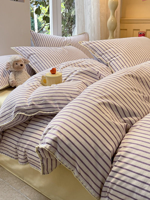 Colorblock Stitch Washed Cotton Duvet Cover original reference image 78