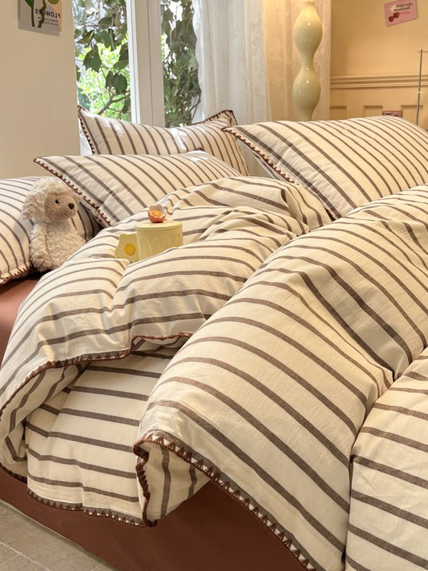 Colorblock Stitch Washed Cotton Duvet Cover original reference image 84